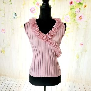 Evie top ribbed sleeveless silk florets Romantic